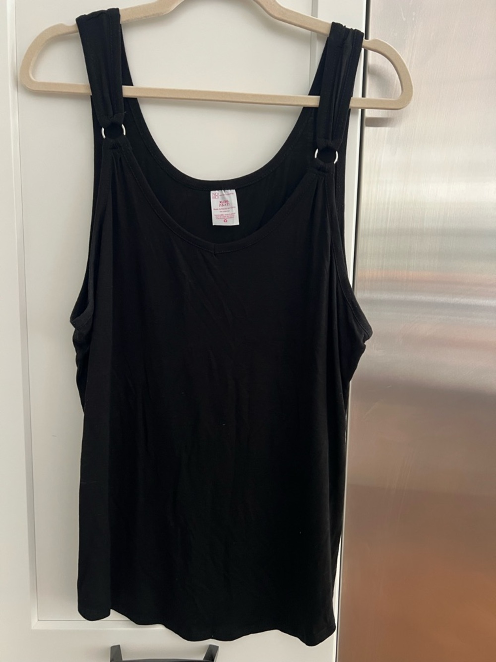 No Boundaries Black Tank Top with Ring-Detail Straps, XL